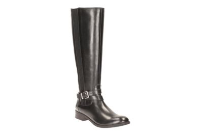 Clarks Black Leather Pita Vienna High Leg Boot